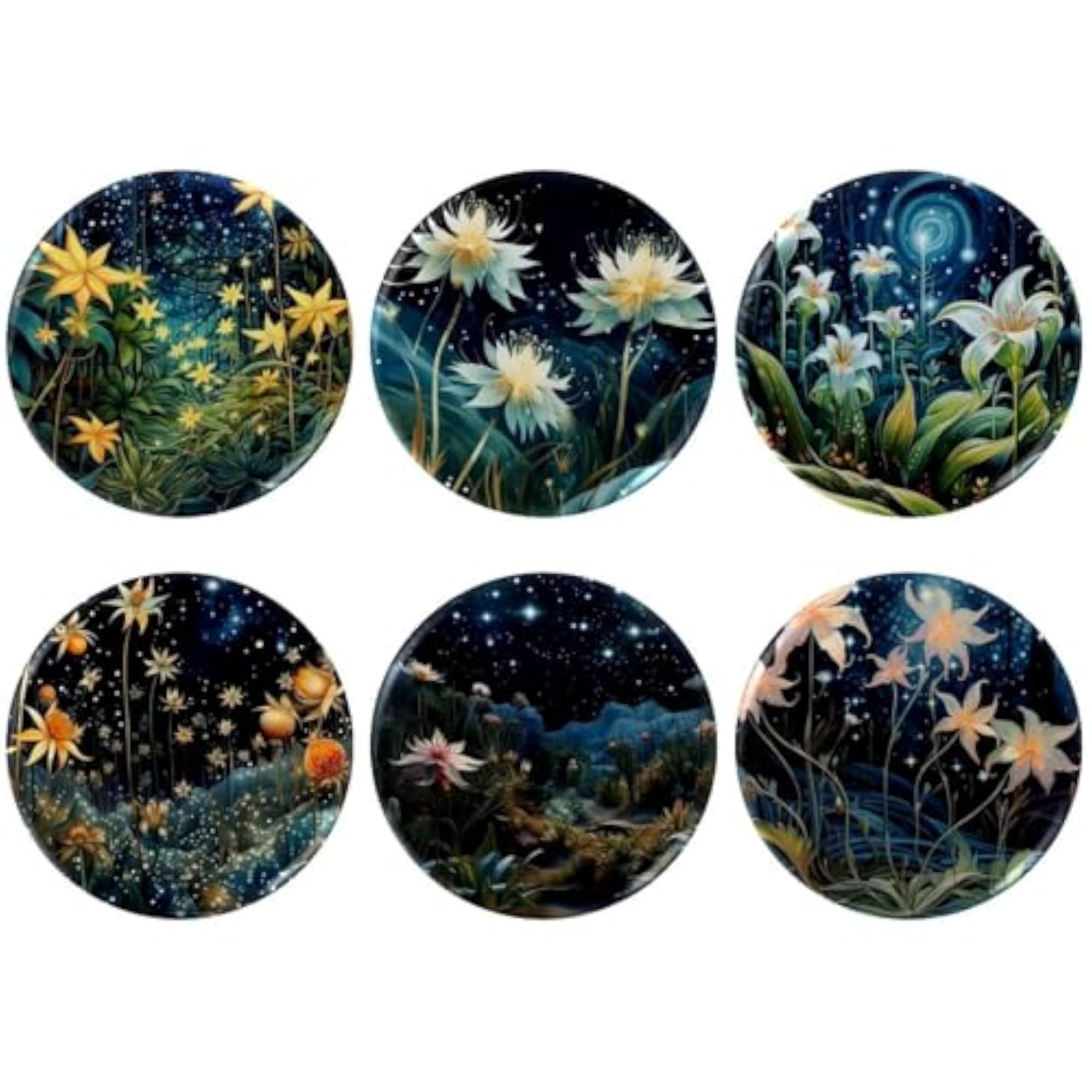 Children's Starry Plants Trendy Button Pins 6-Pack